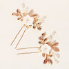 Handmade Retro Goldtone Alloy Ushaped Hairpin With Ceramic Flower And Pearl Accents For Bridal Hair Accessories