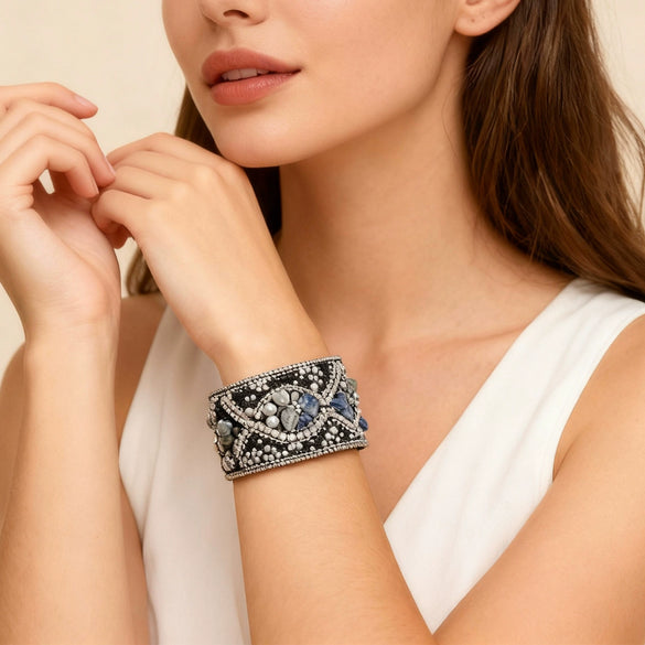 Handmade Retro Leather Bead Bracelet With Geometric U Shaped Design And Stainless Steel Magnetic Clasp Unisex Jewelry