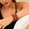 Handmade Retro Leather Bead Bracelet With Geometric U Shaped Design And Stainless Steel Magnetic Clasp Unisex Jewelry