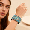Handmade Retro Leather Bead Bracelet With Geometric U Shaped Design And Stainless Steel Magnetic Clasp Unisex Jewelry