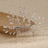 Handmade Rhinestone Bride Hair Comb With Rhombus Pattern And Electroplating Process