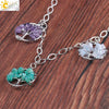 Handmade Round Hollow Tree Of Life Pendant Necklace With Colorful Stone Accents Long O Chain Sweater Necklace Personality Style