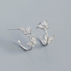 Handmade S925 Silver Cshaped Butterfly Earrings With Electroplating Animal Style
