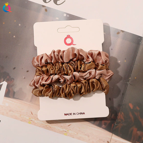 Handmade Satin Hair Tie Set For Women Thin Ponytail Scrunchies With Stylish Personality Design