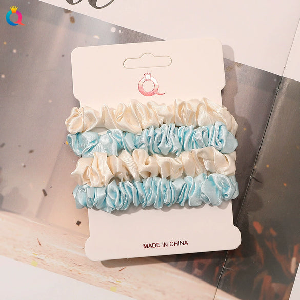 Handmade Satin Hair Tie Set For Women Thin Ponytail Scrunchies With Stylish Personality Design