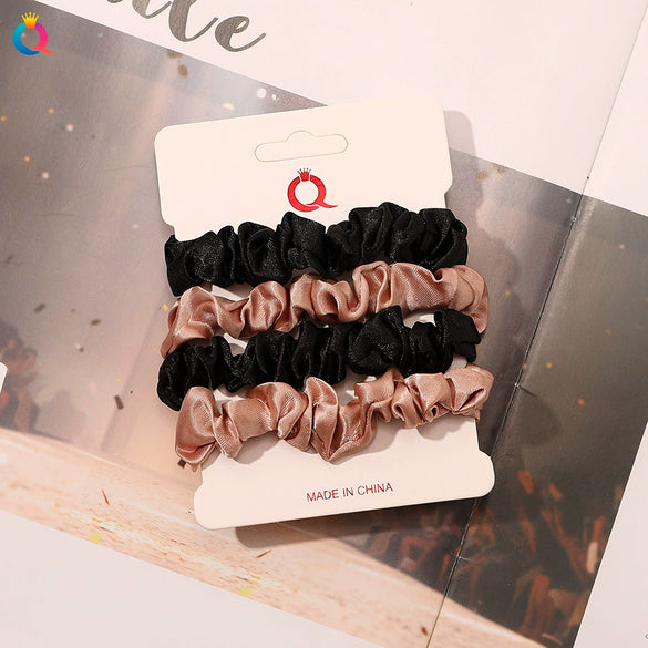 Handmade Satin Hair Tie Set For Women Thin Ponytail Scrunchies With Stylish Personality Design