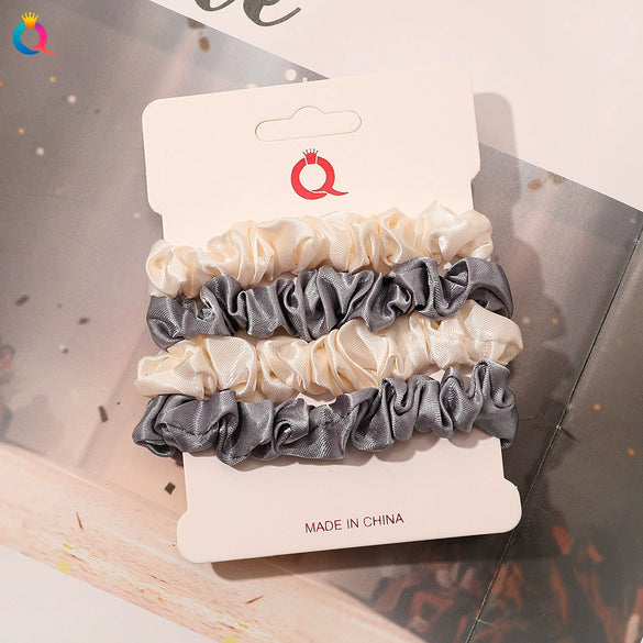 Handmade Satin Hair Tie Set For Women Thin Ponytail Scrunchies With Stylish Personality Design