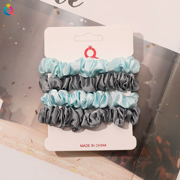 Handmade Satin Hair Tie Set For Women Thin Ponytail Scrunchies With Stylish Personality Design