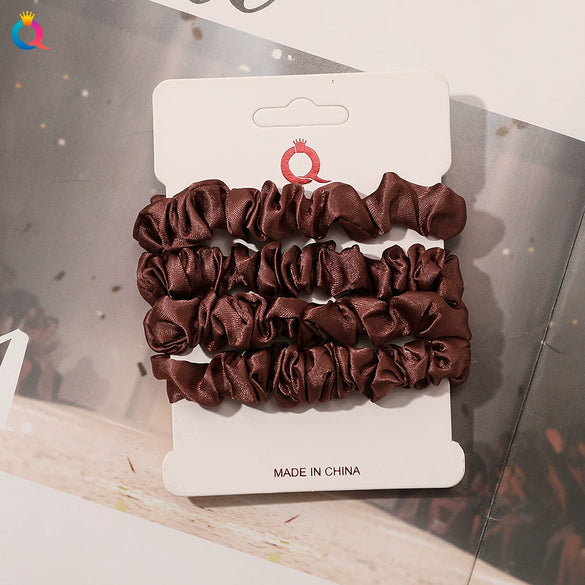 Handmade Satin Hair Tie Set For Women Thin Ponytail Scrunchies With Stylish Personality Design