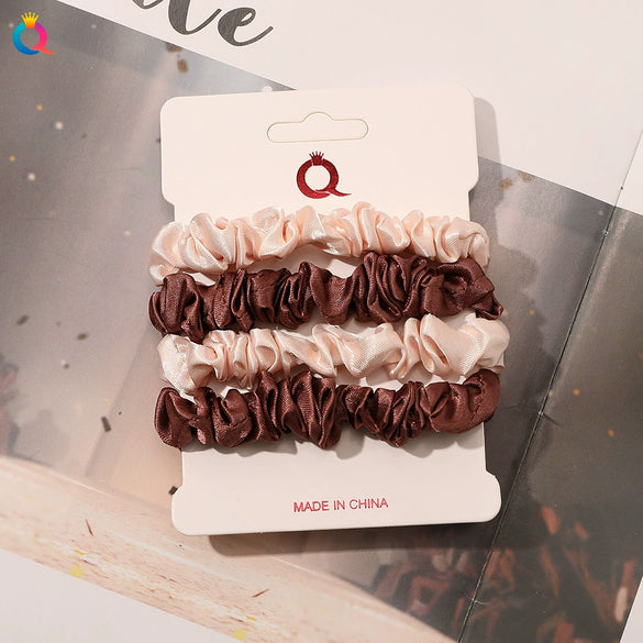 Handmade Satin Hair Tie Set For Women Thin Ponytail Scrunchies With Stylish Personality Design