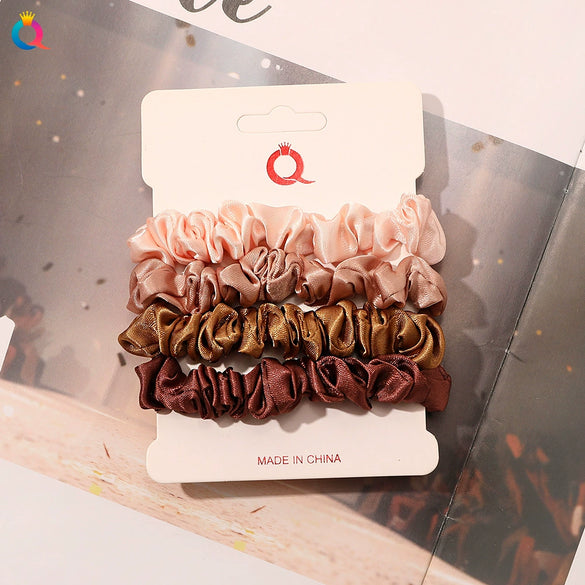 Handmade Satin Hair Tie Set For Women Thin Ponytail Scrunchies With Stylish Personality Design