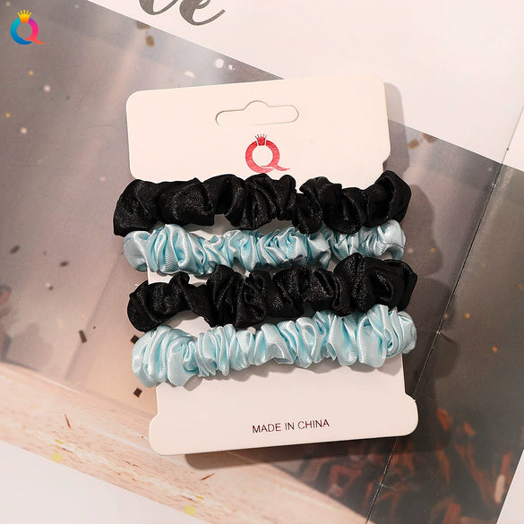 Handmade Satin Hair Tie Set For Women Thin Ponytail Scrunchies With Stylish Personality Design