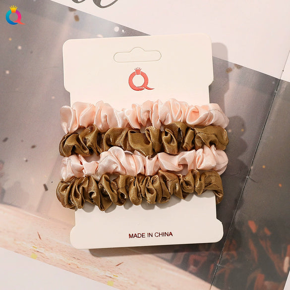 Handmade Satin Hair Tie Set For Women Thin Ponytail Scrunchies With Stylish Personality Design