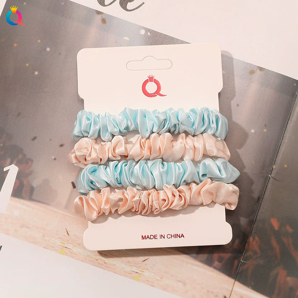 Handmade Satin Hair Tie Set For Women Thin Ponytail Scrunchies With Stylish Personality Design