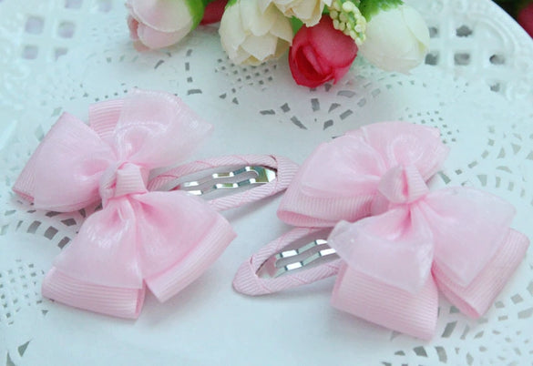 Handmade Silk Double Lace Bow Bb Hair Clip Princess Side Hairpin For Children Girls