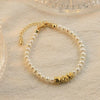 Handmade Silver Natural Pearl Geometric Style Electroplating Bracelet For Women