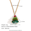 Handmade Simple All Match Fashionable Crystal Christmas Tree Earrings And Stainless Steel Plated Necklace With Geometric Pattern