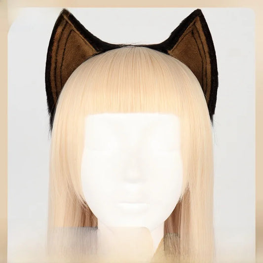 Handmade Simulation Beast Ear Cos Dixiya Cat Ear Headband Cute Plush Moving Long Exhibition Mountain Cat Ear Props