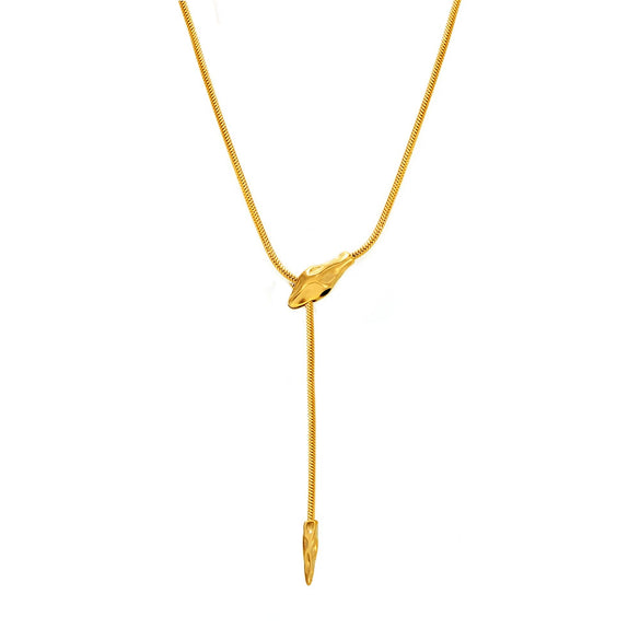 Handmade Snake Head Stainless Steel Necklace With Geometric Pattern And Electroplating For Women