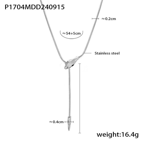 Handmade Snake Head Stainless Steel Necklace With Geometric Pattern And Electroplating For Women