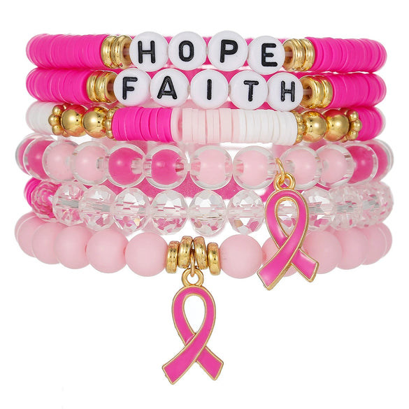 Handmade Soft Clay Beaded Women's Bracelet With Alloy Pendant And Letters Numbers Text Pattern