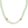 Handmade Stainless Steel And Fresh Water Pearl Necklace With Geometric Green Cut Crystal Pendant Electroplated For Women