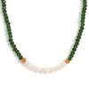 Handmade Stainless Steel And Fresh Water Pearl Necklace With Geometric Green Cut Crystal Pendant Electroplated For Women