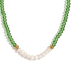 Handmade Stainless Steel And Fresh Water Pearl Necklace With Geometric Green Cut Crystal Pendant Electroplated For Women