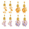 Handmade Stainless Steel And Natural Crystal Geometric Ferris Wheel And Lily Of The Valley Flower Electroplated Earrings For Women