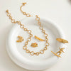 Handmade Stainless Steel And Titanium Steel Geometric Pattern Necklace With Electroplating For Women