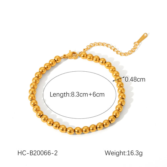 Handmade Stainless Steel Ball Ball Chain Bracelet For Women With Geometric Pattern 18K Gold Plated
