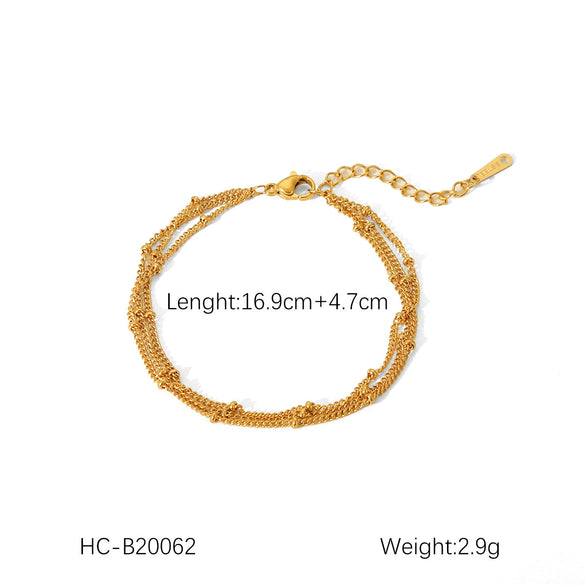 Handmade Stainless Steel Ball Ball Chain Bracelet For Women With Geometric Pattern 18K Gold Plated
