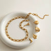 Handmade Stainless Steel Ball Necklace With Geometric Pattern Electroplated For Women