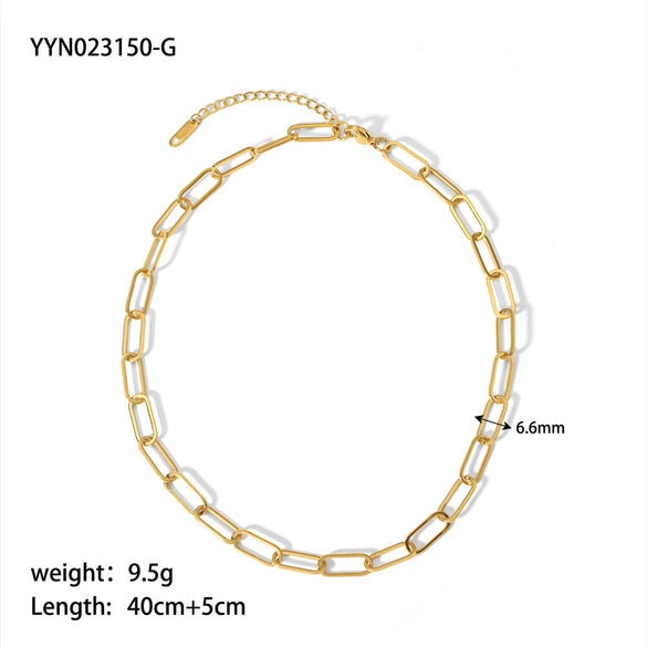 Handmade Stainless Steel Chain Necklace And Bracelet For Women Retro Geometric Style Vacuum Real Gold Electroplating In Pvd Furnace Jewelry Wholesale