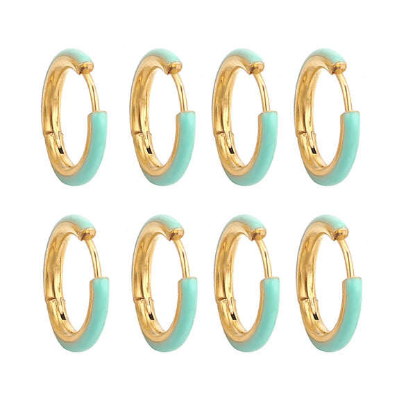 Handmade Stainless Steel Ear Buckle With Enamel Color And Oil Drop Design Geometric Style Electroplated