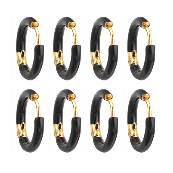 Handmade Stainless Steel Ear Buckle With Enamel Color And Oil Drop Design Geometric Style Electroplated