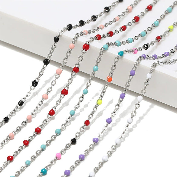 Handmade Stainless Steel Enamel Oil Drop Chain For Necklace And Bracelet Diy Accessories