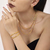 Handmade Stainless Steel Flower Chain Oil Dropping Color Necklace Bracelet Kanklet Suit With Electroplating