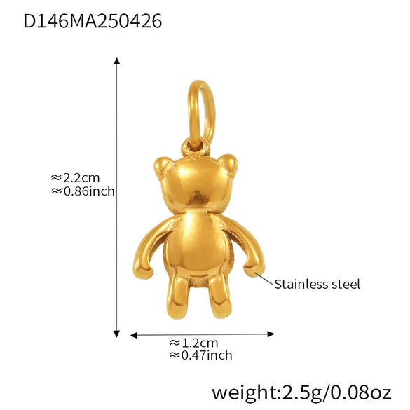 Handmade 316L Stainless Steel Geometric Pattern Women's Fashion Electroplated Bracelet With Bear Love Bow Multiaccessories