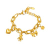 Handmade 316L Stainless Steel Geometric Pattern Women's Fashion Electroplated Bracelet With Bear Love Bow Multiaccessories