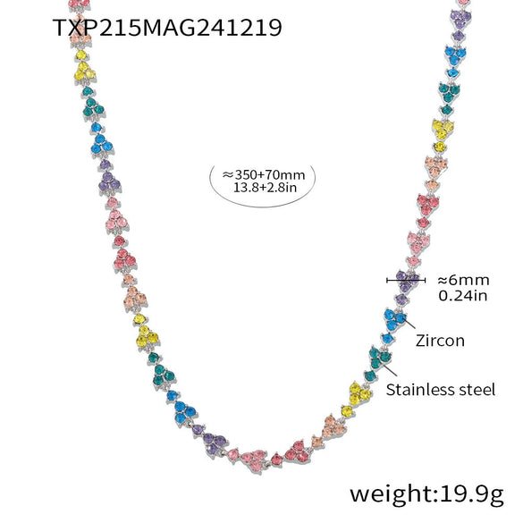 Handmade 316L Stainless Steel Inlaid Zircon Light Luxury Clavicle Necklace And Bracelet Set With Electroplating