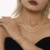Handmade 316L Stainless Steel Inlaid Zircon Light Luxury Clavicle Necklace And Bracelet Set With Electroplating