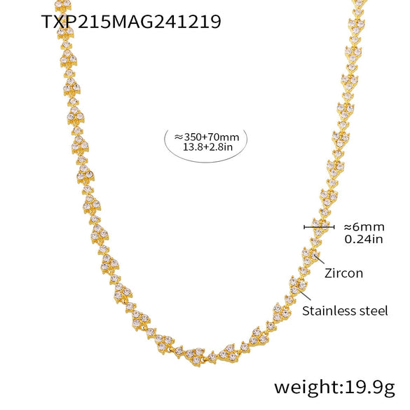 Handmade 316L Stainless Steel Inlaid Zircon Light Luxury Clavicle Necklace And Bracelet Set With Electroplating