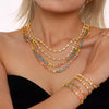 Handmade 316L Stainless Steel Inlaid Zircon Light Luxury Clavicle Necklace And Bracelet Set With Electroplating