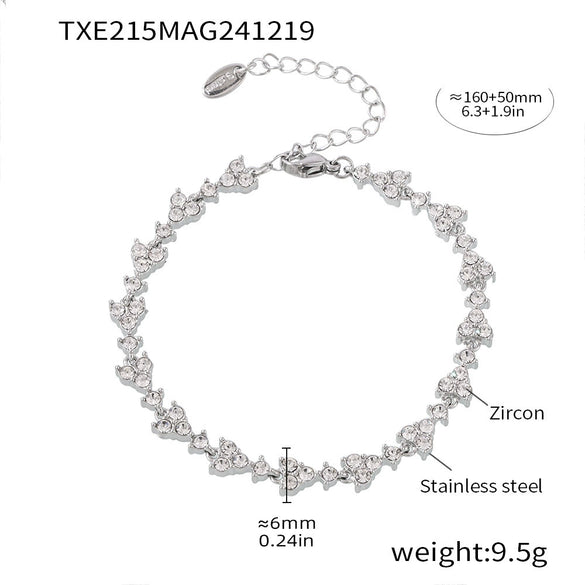 Handmade 316L Stainless Steel Inlaid Zircon Light Luxury Clavicle Necklace And Bracelet Set With Electroplating
