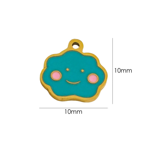 Handmade Stainless Steel Jewelry Accessories Pendant With Dripping Oil Treatment Flower Pineapple Rainbow Love Design