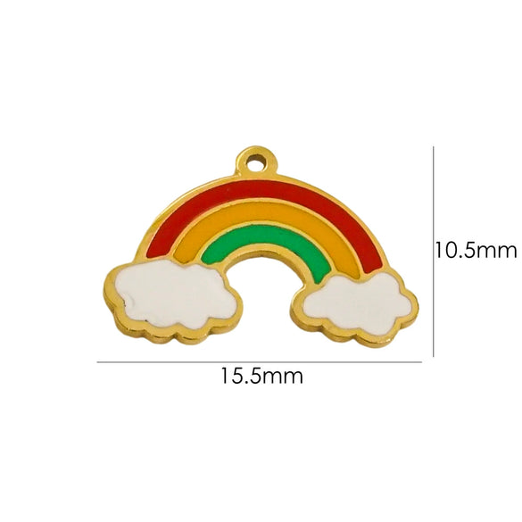 Handmade Stainless Steel Jewelry Accessories Pendant With Dripping Oil Treatment Flower Pineapple Rainbow Love Design