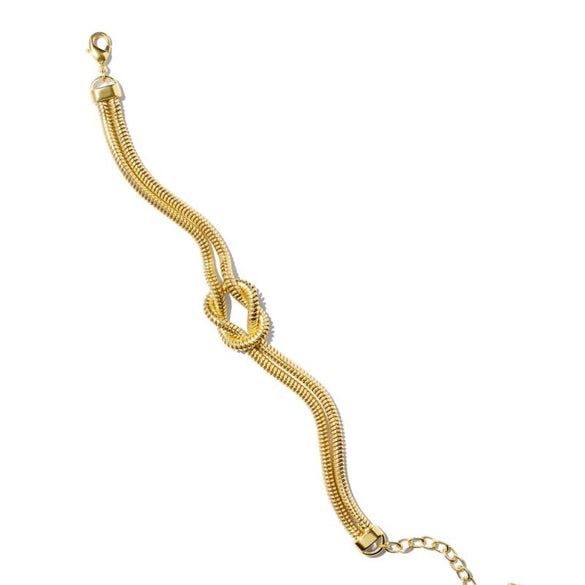 Handmade Stainless Steel Knot Snake Chain Necklace And Clavicle Chain Bracelet With Electroplated Real Gold Color Preservation For Women Geometric Pattern