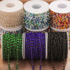 Handmade Stainless Steel Mixed Color Beaded Crystal Chain Clip Jewelry With Vacuum Gold Plating