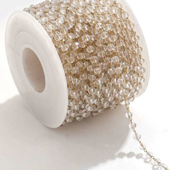 Handmade Stainless Steel Mixed Color Beaded Crystal Chain Clip Jewelry With Vacuum Gold Plating